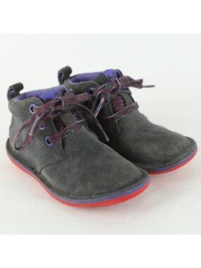 Camper Beetle Girls Size 8 Gray Purple Suede Lace Up Casual Ankle Boots